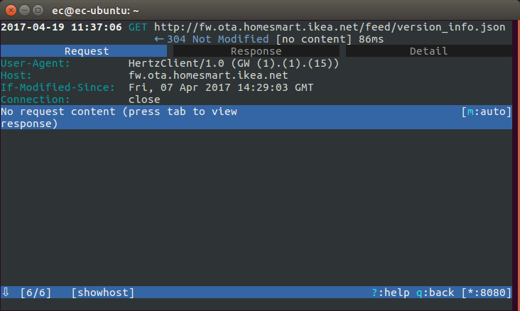 Unencrypted request for firmware updates