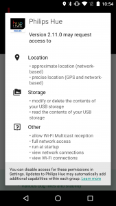 Required app permissions