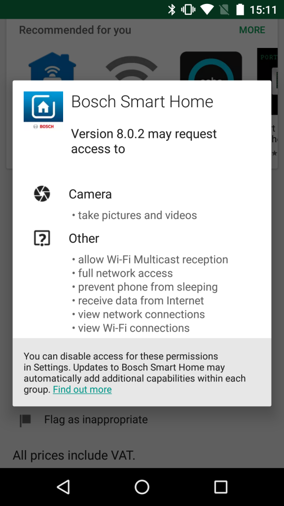 Android App permissions
